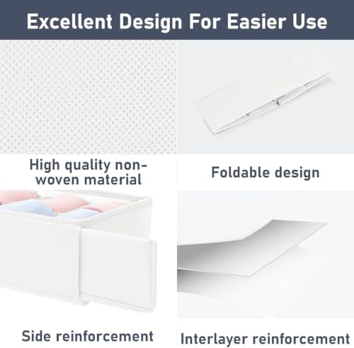 Drawer Organiser, Cupboard Organiser, Set of 8, Pax Organiser, 30 x 15 x 9 cm, Organiser System for Wardrobe, Children's Clothes, Socks, Changing Utensils, Pure White - view 3