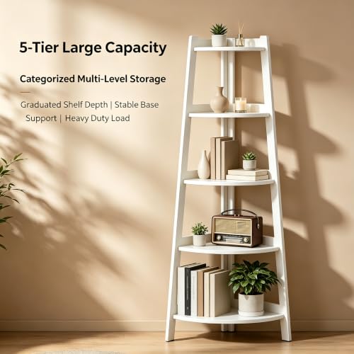 5-Tier Corner Ladder Shelf Storage Rack, Space-Saving Vertical - view 5