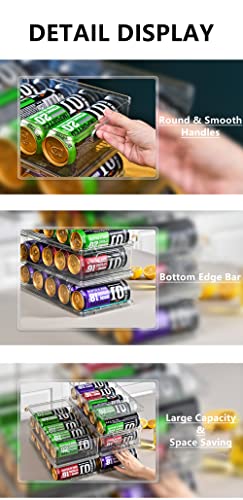 2-Tier Large Stackable Soda Can Organizer for Refrigerator - For Tall Cans of 500ml/17oz - Fridge Can Organizer Dispenser, Beverage Can Holder for Refrigerator, Pantry, Cupboard - view 5