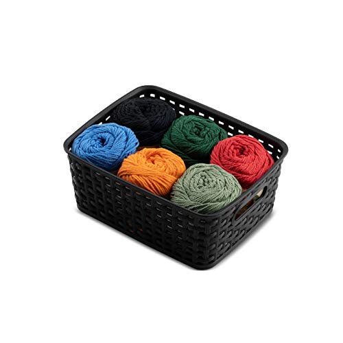 Set of 6 Plastic Storage Baskets - Small Pantry Organizer Basket Bins - Household Organizers with Cutout Handles for Kitchen Organization, Countertops, Cabinets, Bedrooms, and Bathrooms - view 4