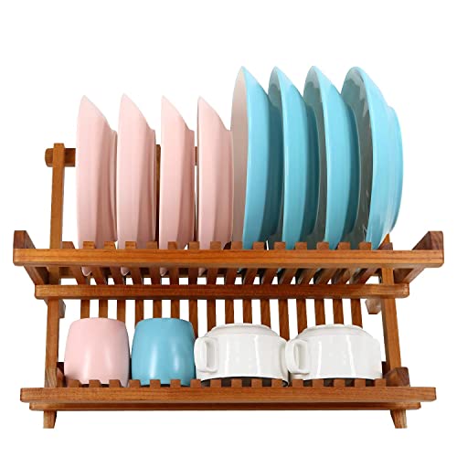 Teak Dish Drying Rack and 2 Tier Standing Shower Organizer Caddy - view 3