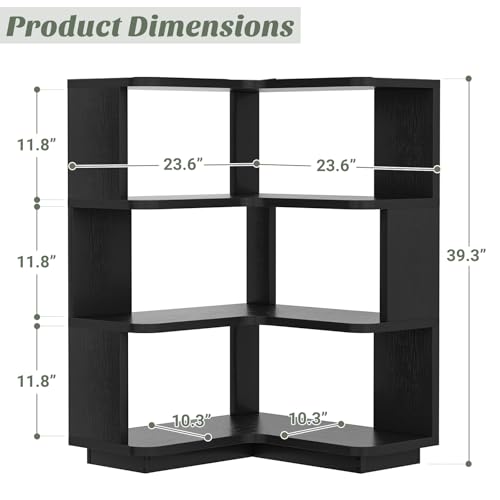 Corner Book Shelf, 4-Shelf L Shaped Corner Bookshelf with Baffle - view 3