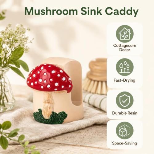 Mushroom Kitchen Sponge Holder Cute Resin Sink Caddy Organizer Decor - view 2