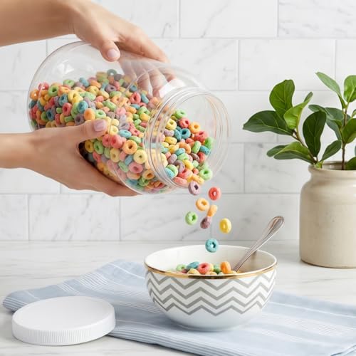 2 Pack Plastic Jars with Lids, 1 Gallon Wide Mouth Storage Containers, Empty Plastic Jars for Kitchen & Household Storage of Dry Goods, Peanut, Candy, Noodles - view 7