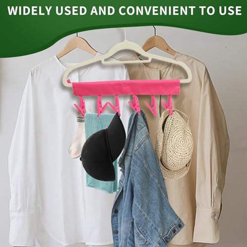Travel Hangers for Cruise & Hotel – Foldable and Magnetic Clothes Line with Sock Drying Rack – Perfect for Traveling and Compact Storage，Hanger with 6 Clips Pack of 3（Red, Blue, Rose red） - view 4