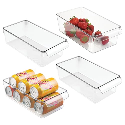 Fridge Storage Bin with Handle, Set of 4, Clear
