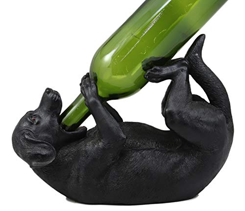 Ebros Lifelike Purebreed Pedigree Canine Adorable Black Labrador Retriever Dog Wine Bottle Holder Figurine Statue As Kitchen Wine Cellar Centerpiece Decor Storage Organizer