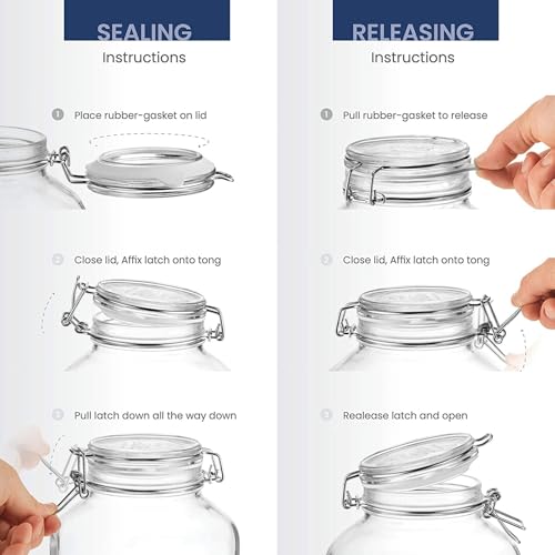 Fido Glass Jars (17.5 Oz, 33.75 Oz & 25.25 Oz) - Airtight Storage Containers - Ideal for Pantry Storage, Gifting, Canning & Kitchen Organization, Made in Italy (Set of 3) - view 5