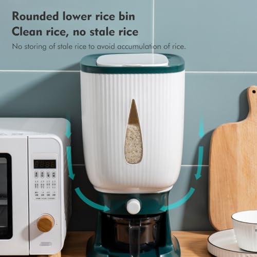 Rice Dispenser Container 10Kg, Large Cereal Dry Food Storage Containers with Measuring Cup, Household Cereal Dispenser Bucket for Rice Corn Soybean Kitchen Pantry - view 6
