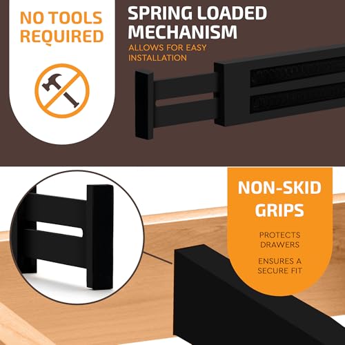 6-Pack Drawer Dividers 2.6-Inch High Dresser Organizer 16 to 22 Inch, Black - view 7