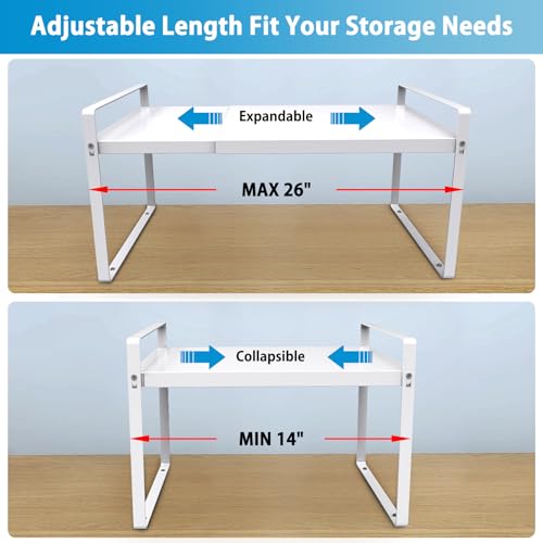 Expandable Cabinet Shelf Organizer, 9 Inch Deep, White, 2 Pack - view 2