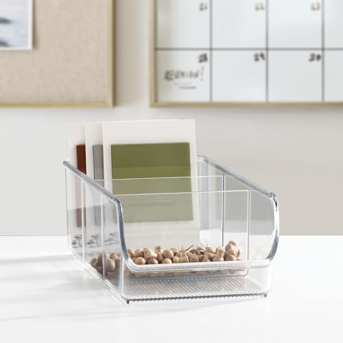 Stackable 3-Section Divided Storage Bin, Clear - view 6