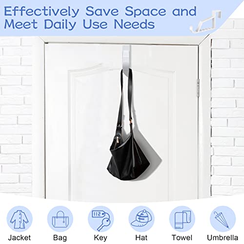 Space Saving Plastic Over Door Hooks Door Hanger Hooks Multi Hanging Storage Organizers Door Hangers Door Towel Hooks for Coats, Towels, Bags, Hats, Scarves Home Accessories (White,4 Pieces) - view 6
