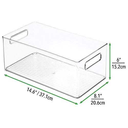 Deep Plastic Kitchen Storage Organizer Container Bin for Pantry, Cabinet, Cupboard, Shelves, Fridge, or Freezer - Holds Dry Goods, Sauces, Condiments, Drinks, Ligne Collection, 8 Pack, Clear - view 6