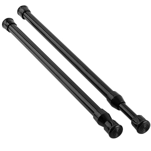 Tension Curtain Rod No Drill 12-20", Small Spring Rod, 2Pcs, Black