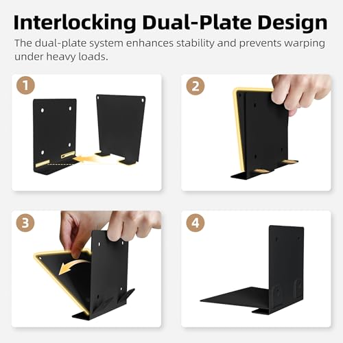 Invisible Floating Bookshelves Wall Mounted Black - view 5