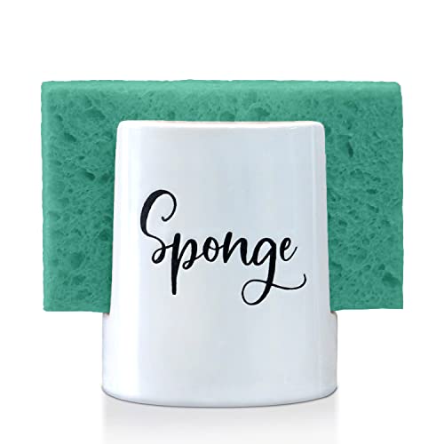 Sponge Holder for Kitchen Sink - Rustic Farmhouse Home & Kitchen Decor - White Ceramic