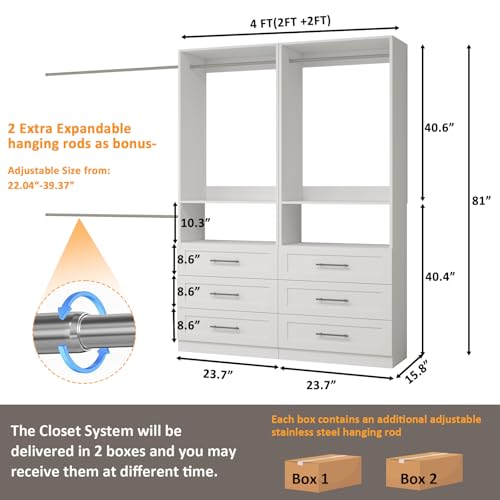 Closet System with 6 Drawers, 4-10.5FT Organizer System - view 6