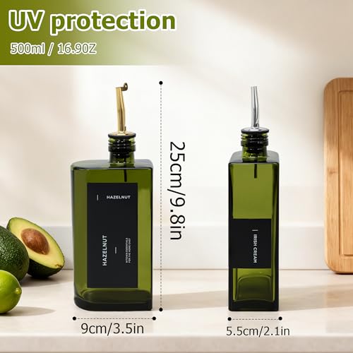 Dark Green Glass Olive Oil Dispenser for Kitchen 17 oz,UV Protected Jar - view 4