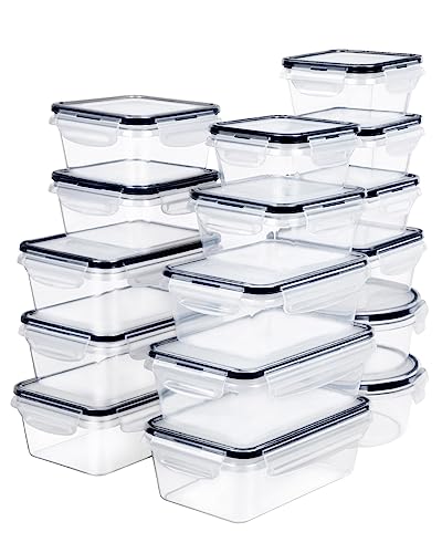 32 Piece Food Storage Container with Lids (16 Containers + 16 Lids) - Plastic Food Containers with Lid, Airtight Leak Proof Snap Lock, BPA Free Storage Containers - view 2