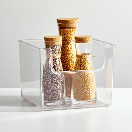 Set of 4 Storage Trays Open Top Kitchen Tray for Food Storage Made of Plastic Ideal in The Kitchen Cupboards or as Fridge Boxes 25.4 cm x 25.4 cm x 19.7 cm Clear - view 6