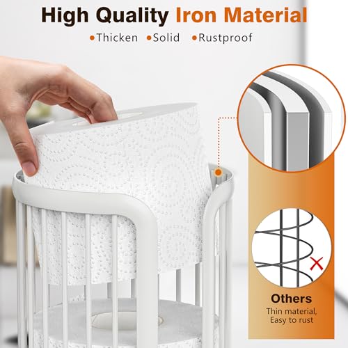 Toilet Paper Holder Stand, Freestanding Toilet Tissue Organizer, Minimalistic Storage Solution, Reserve Mega Rolls,Modern -2PACK White - view 5