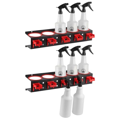 2 Pcs Spray Bottle Storage Rack, Wall Mount Bottle Organizer Car Detailing, Steel Spray Bottle Holder