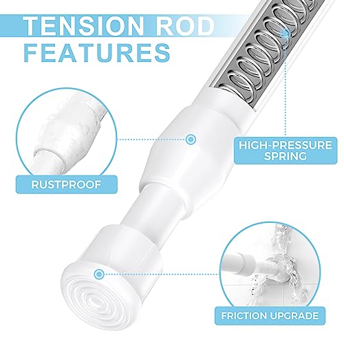 Spring Tension Curtain Rods Short Tension Rod (White,12" to 19"-2Pcs) - view 3