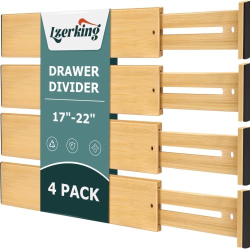Kitchen Drawer Dividers 4 Pack Adjustable Bamboo Drawer Organizer