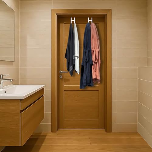 Double Over Door Steel Hooks 2 Pack Fit 1-3/8" Door 5.5" White - view 7
