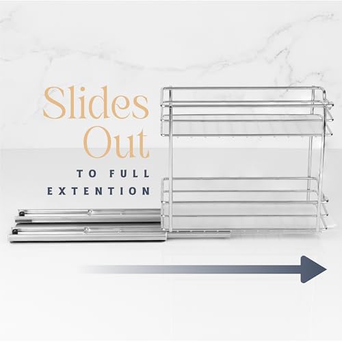 Pull Out Cabinet Organizer for Spices, Cans - Heavy Duty with Lifetime Limited Warranty- Pull Out Spice Rack- Cabinet Pull Out Shelf for Cans,Dishes, Etc, 4" Wx10-3/8 Dx8-7/8H, Silver - view 4