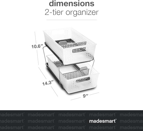 2 Tier Organizer, Under Cabinet Storage with Pull Out Sliding Drawers, for Cleaning Supplies, Pantry, Undersink, Sponges, Bottles & Bath, Pull Out Baskets, Frost 2 PACK - view 3
