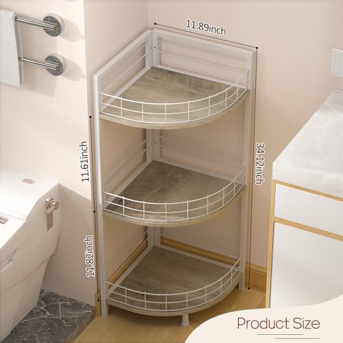 Bathroom Standing Shelf, 3 Tier Free-Standing Shelf Units, Open Floor Shelves, Triangular Curved Corner Shelf Stand for Small Space, Ideal for Bathroom,Kitchen,Vanity Storage and Organizer - view 2