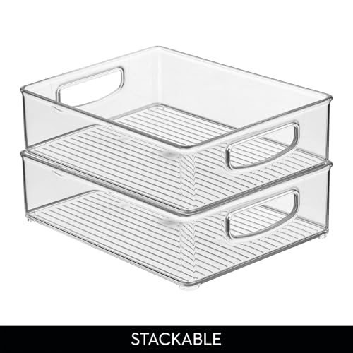 Stackable Plastic Handle Bin Storage Organizers, 18 Pack, Clear - view 5