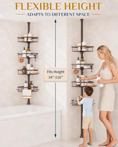 Rustproof Corner Shower Caddy Tension Pole for Bathroom Organizers - view 3