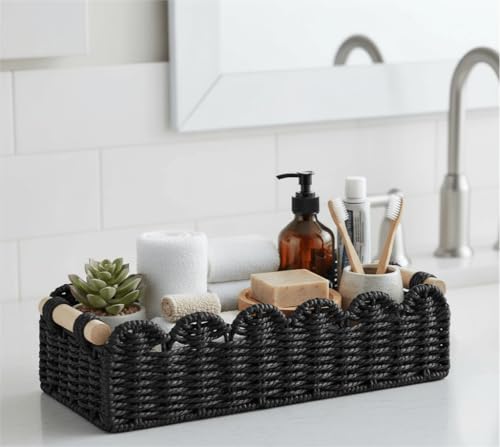 Scalloped Toilet Paper Storage Basket W/Handle for Home Decor - view 5