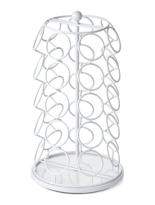 Keurig Coffee Pod Holder Carousel 360 Degree Spinning Organizer for K Cups 13 Inch Tall Compact Counter Storage Solution (35 K Cup Holder | White Black) - view 3