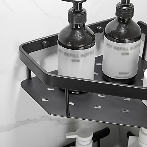 Black Brass Corner Shower Caddy Wall Mounted Bathroom Shelf Organizer Stylish Cosmetics and Kitchen Storage Solution - view 5