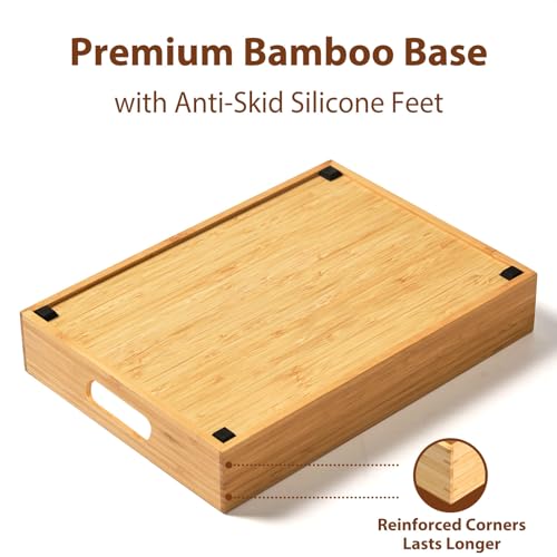 Large Bamboo Food Container Lid Organizer for Kitchen Cabinet - view 4