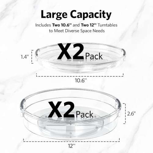 4 Pack Lazy Susan Turntable Organizer for Cabinet Pantry Fridge Clear - view 6