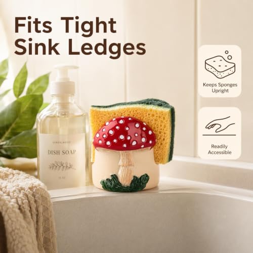Mushroom Kitchen Sponge Holder Cute Resin Sink Caddy Organizer Decor - view 7