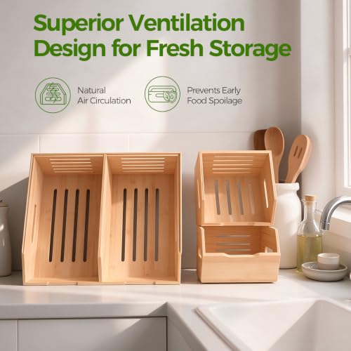 Extra Large Bamboo Pantry Storage Bins-Potato and Onion Food Storage Bin - view 7