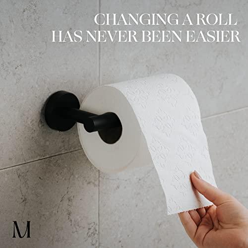 2 PCS Matte Black Bathroom Hardware Set - Hand Towel Holder for Bathroom Wall + Black Toilet Paper Holder Wall Mount | Towel Holder Hanger Rack Stainless Steel Bathroom Set - Towel Rack - view 4