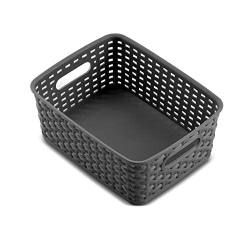 Set of 6 Plastic Storage Baskets - Small Pantry Organizer Basket Bins - Household Organizers with Cutout Handles for Kitchen Organization, Countertops, Cabinets, Bedrooms, and Bathrooms - view 2