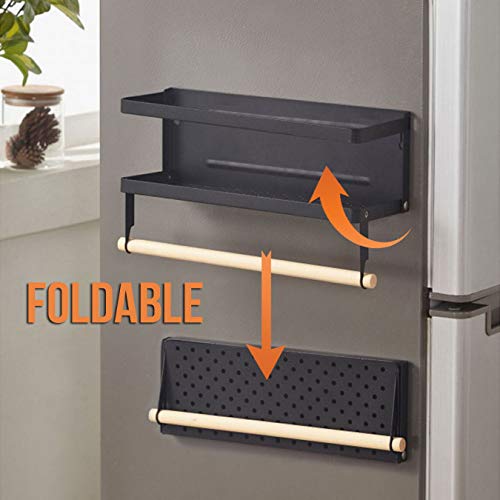 Magnetic Spice Rack, Fridge Organizer with Paper Towel Holder, Black - view 5