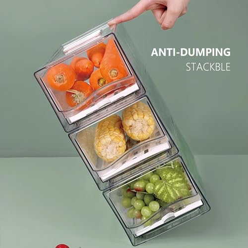 Fridge Organizers and Storage, BPA-Free Large Capacity Stackable Clear Fridge Organizer, With Strainer Layer Keep Fruits, Vegetables and Meat Fresh in refrigerator, freezer, Food Storage (2 Drawers) - view 6