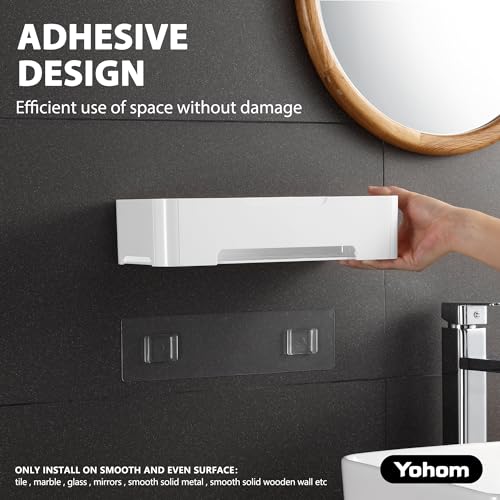 Adhesive Shower Caddy Shelf for Bathroom Wall Plastic Shampoo Holder for Shower Storage Organizer Caddy Basket White - view 4