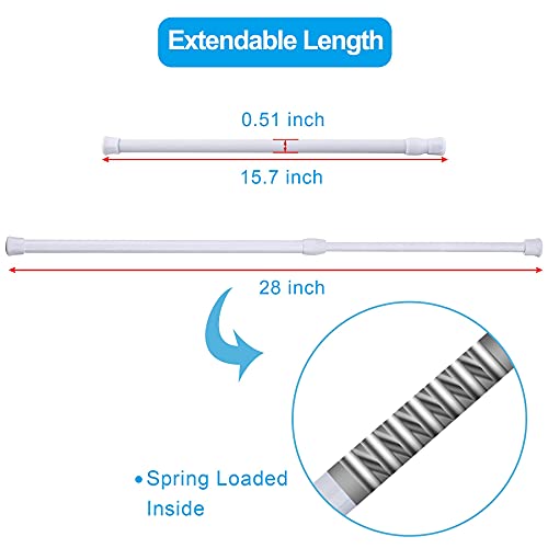 6 Pack Cupboard Bars Adjustable Spring Tension Rods White Refrigerator Bar Extendable Rod for DIY Projects, 15.7 to 28 Inches - view 3