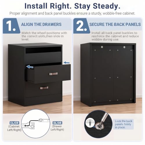 20.5" Closet Drawers Wood Closet Organizers and Storage Black - view 7