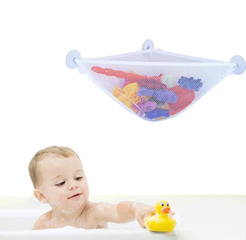 Bath Toy Organizer with 3 Strong Suction Cups Mounted Bath/Shower Caddy Storage Solution Bath Toy Storage Net & Bathroom Corner Shower Caddy Bag Bathroom Storage Bag - view 3